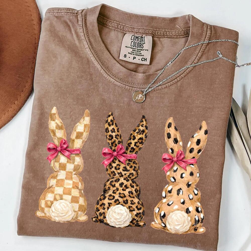Western Easter Shirt Leopard Bunny Shirt